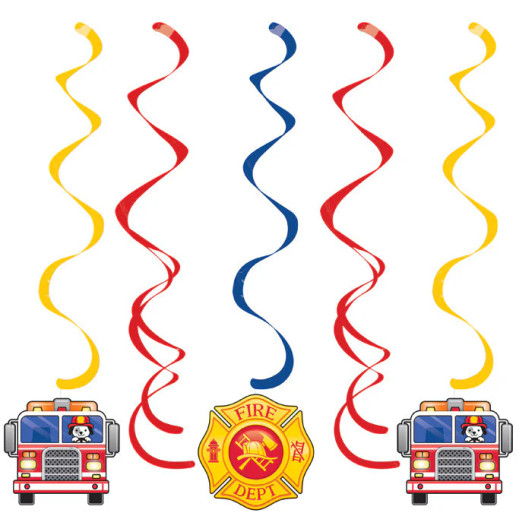 Fire Truck Swirl Decorations 30 per case