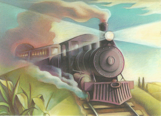 Train With Headlight On Greeting Card Train With Headlight On Greeting Card