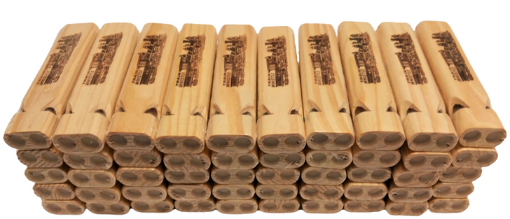 Mini Toot Wooden 2-Tone Train Whistle Bulk Pack of 50