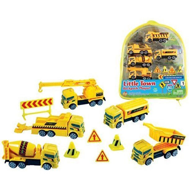 Construction Vehicles Backpack Playset