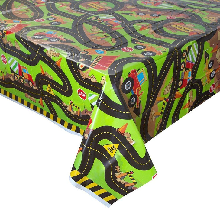 Construction Truck  Plastic Tablecloth (84" x 54 ")