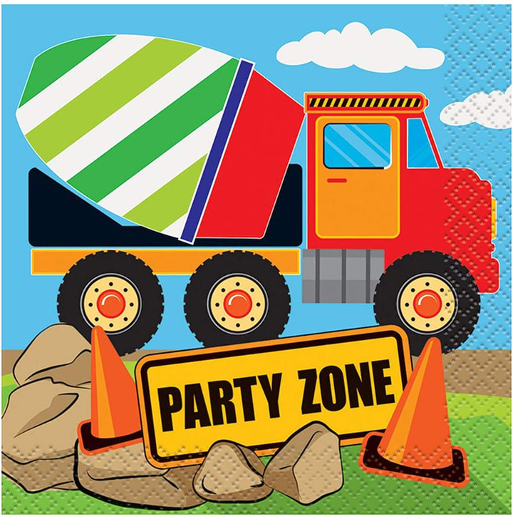 Construction Truck Birthday Party Beverage Napkins (16ct)