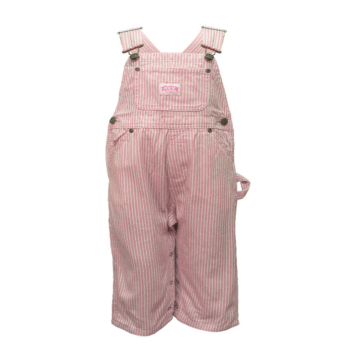 Key Pink Stripe Infant Bib Overall 9months