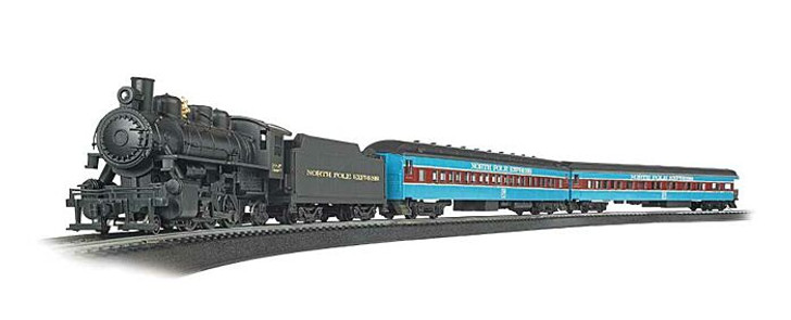 North Pole Express - Standard DC -- 2-6-2 Steam Locomotive, 2 Passenger Cars; Track Oval, Power Pack