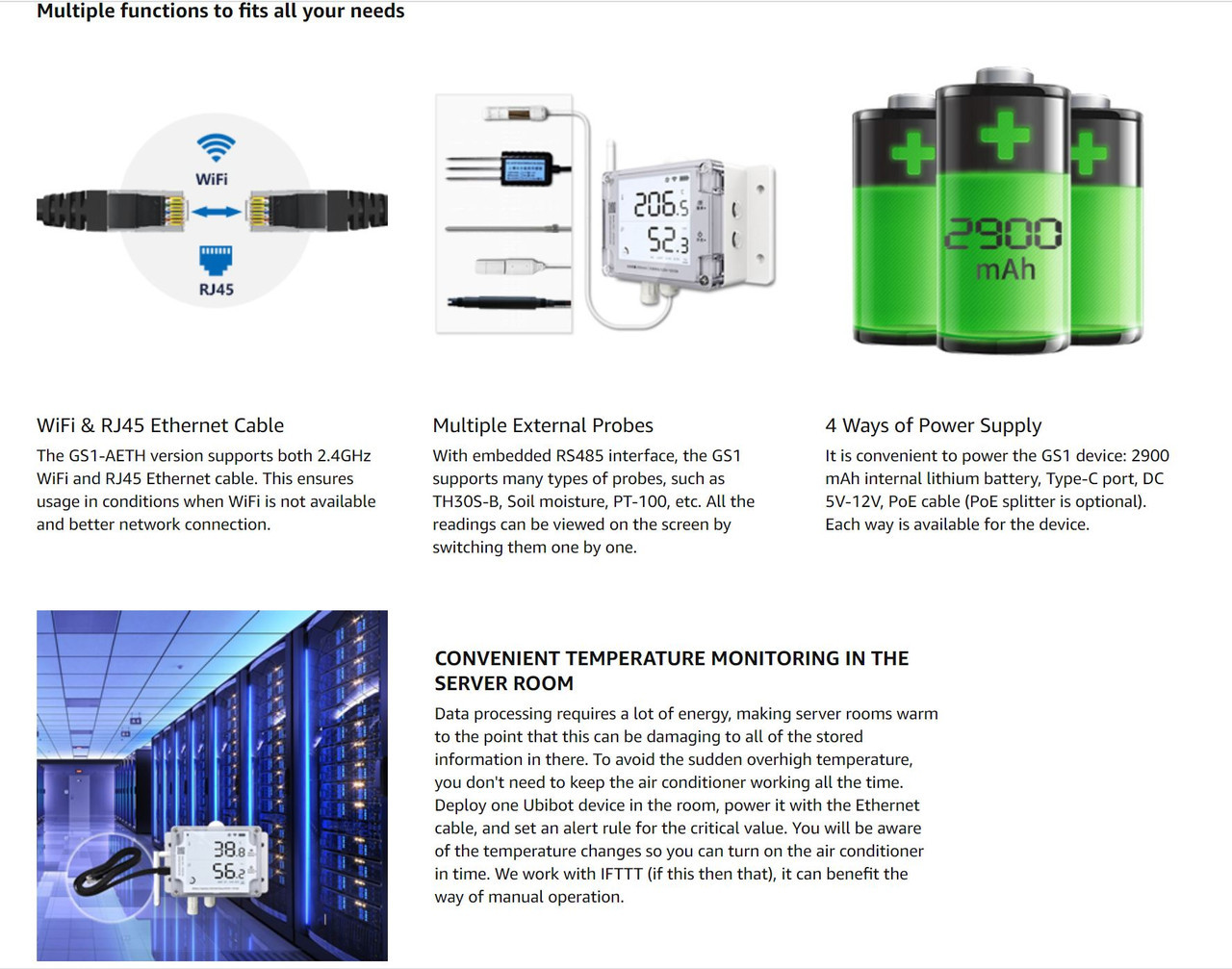 Thermometre connecté wifi UBIBOT GS1-A - Enregistreur de température