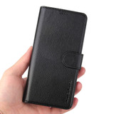 iPhone XS & X Case Black Real Top-grain Cow Leather Wallet Folio Case with 3 Card Slots, 1 Cash Compartment, Impact-proof, and Enhanced Grip | Genuine Leather iPhone XS & X Cases | Genuine Leather iPhone XS & X Covers