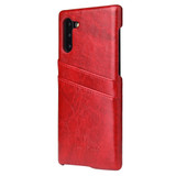 Samsung Galaxy Note 10 Case Red Deluxe PU Leather Back Shell with 2 Card Slots, Slim and Lightweight Build & Shockproof | Leather Samsung Galaxy Note 10 Covers | Leather Samsung Galaxy Note 10 Cases | iCoverLover