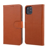 iPhone 11 Pro Max Case Brown Fashion Cowhide Genuine Leather Wallet Cover with 2 Card Slots, 1 Cash Slot & Shockproof | Genuine Leather iPhone 11 Pro Max Covers Cases | Genuine Leather iPhone 11 Pro Max Covers