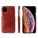 iPhone 11 Pro Case Brown Deluxe PU Leather Back Shell with 2 Card Slots, Ultra Slim Build & Impact-Resistant | Leather iPhone 11 Pro Covers | Leather iPhone 11 Pro Cases | iCoverLover