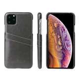 iPhone 11 Pro Max Case Grey Deluxe PU Leather Back Shell with 2 Card Slots, Ultra Slim Build & Impact-Resistant | Leather iPhone 11 Pro Max Covers | Leather iPhone 11 Pro Max Cases | iCoverLover