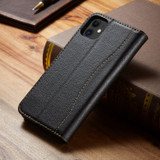 iPhone 11 Case Black Fierre Shann Genuine Cowhide Leather Cover
