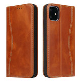iPhone 11 Case Brown Fierre Shann Genuine Cowhide Leather Cover