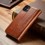 iPhone 11 Case Brown Fierre Shann Genuine Cowhide Leather Cover
