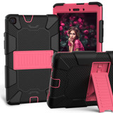 For Galaxy Tab A8.0 2019 / T290 Shockproof Two-Color Silicone Protection Case with Black+Hot Pink | iCoverLover Australia