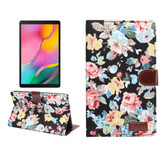 Flower Pattern Cloth Surface Folio PC + PU Leather Case with & Card Slots & Wake Function For Galaxy Tab A 8.0 inch,2019 / T290 / T295 Black | iCoverLover Australia