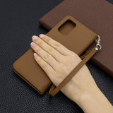 For Galaxy S20+ Plus Lychee Texture Pure Color Folio PU Leather Case with & Card Slots & Wallet & Lanyard Brown | iCoverLover Australia