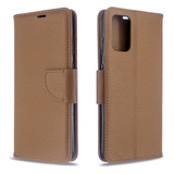 For Galaxy S20+ Plus Lychee Texture Pure Color Folio PU Leather Case with & Card Slots & Wallet & Lanyard Brown | iCoverLover Australia