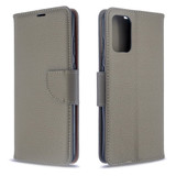 For Galaxy S20+ Plus Lychee Texture Pure Color Folio PU Leather Case with & Card Slots & Wallet & Lanyard Grey | iCoverLover Australia