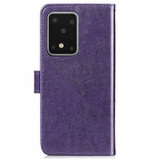 For Galaxy S20 Plus Four-leaf Clasp Embossed Buckle Mobile Phone Protection PU Leather Case with Lanyard Wallet & Bracket Function Purple | iCoverLover Australia