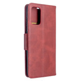 For Galaxy S20+ Plus Retro Lambskin Texture Pure Color Folio PU Leather Case with & Card Slots & Wallet & Lanyard Red | iCoverLover Australia