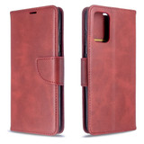 For Galaxy S20+ Plus Retro Lambskin Texture Pure Color Folio PU Leather Case with & Card Slots & Wallet & Lanyard Red | iCoverLover Australia