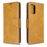 For Galaxy S20+ Plus Retro Lambskin Texture Pure Color Folio PU Leather Case with & Card Slots & Wallet & Lanyard Yellow | iCoverLover Australia