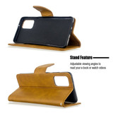 For Galaxy S20+ Plus Retro Lambskin Texture Pure Color Folio PU Leather Case with & Card Slots & Wallet & Lanyard Yellow | iCoverLover Australia