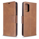 For Galaxy S20+ Plus Retro Lambskin Texture Pure Color Folio PU Leather Case with & Card Slots & Wallet & Lanyard Brown | iCoverLover Australia