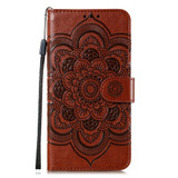 For Samsung Galaxy S20 Ultra Mandala Embossing Pattern Wallet Leather Case, Brown | iCoverLover Australia