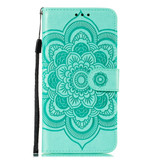 For Samsung Galaxy S20 Ultra Mandala Embossing Pattern Wallet Leather Case, Green | iCoverLover Australia