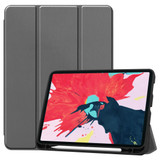 For iPad Pro 11in (2021,2020,2018) Karst Pattern TPU Holster Sleep Function & 3-Fold Bracket & Pen Slot, Gray | iPad Pro 11in Cases | iCoverLover.com.au
