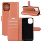 For iPhone 12 Pro Max Lychee Texture Folio PU Protective Case , Holder & Card Slots & Wallet, Brown | iCoverLover Australia