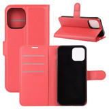 For iPhone 12 mini Lychee Texture Folio PU Protective Case , Holder & Card Slots & Wallet, Red | iCoverLover Australia