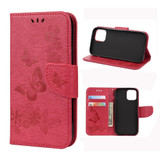 For iPhone 12 / 12 Pro Vintage Floral Butterfly Pattern Folio PU Leather Case,Card Slot, Holder, Wallet, Lanyard, Red | iCoverLover Australia