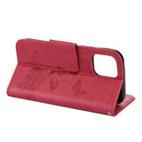 For iPhone 12 mini, 12 Pro Max Case, Vintage Butterflies Pattern PU Leather Wallet Cover, Stand, Red | iCoverLover Australia