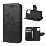 For iPhone 12 Max, 12 / 12 Pro Butterfly Flower Pattern Folio PU Leather Case,Holder, Card Slots, Wallet, Black | iCoverLover Australia