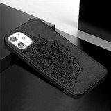 iPhone 12, 12 mini, 12 Pro, 12 Pro Max Case, Fabric Textured Mandala Print Back Cover, Magnetic Insert, Black | iCoverLover Australia