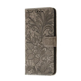 For iPhone 12, 12 mini, 12 Pro, 12 Pro Max Case, Floral Lace Pattern PU Leather Wallet Cover, Grey | iCoverLover Australia