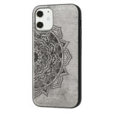 iPhone 12, 12 mini, 12 Pro, 12 Pro Max Case, Fabric Textured Mandala Print Back Cover, Magnetic Insert, Grey | iCoverLover Australia
