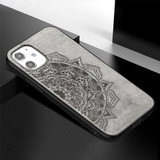 iPhone 12, 12 mini, 12 Pro, 12 Pro Max Case, Fabric Textured Mandala Print Back Cover, Magnetic Insert, Grey | iCoverLover Australia