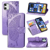 For iPhone 12 mini Butterfly Love Flower Folio PU Leather Case, Card Slot, Wallet, Lanyard, Light Purple | iCoverLover Australia