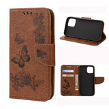 For iPhone 12 / 12 Pro Vintage Floral Butterfly Pattern Folio PU Leather Case,Card Slot, Holder, Wallet, Lanyard, Brown | iCoverLover Australia