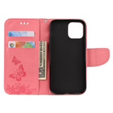 For iPhone 12, 12 mini, 12 Pro, 12 Pro Max Case, Vintage Butterflies Pattern PU Leather Wallet Cover, Stand, Pink | iCoverLover Australia