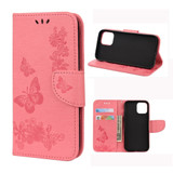 For iPhone 12 / 12 Pro Vintage Floral Butterfly Pattern Folio PU Leather Case,Card Slot, Holder, Wallet, Lanyard, Pink | iCoverLover Australia