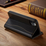 iPhone 12 Pro Max/12 Pro/12 mini Case, Black Fierre Shann Genuine Cowhide Leather Cover, 2 Card Slots, Cash Pocket & Stand | iCoverLover Australia