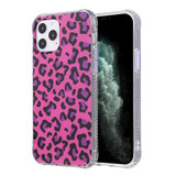 For iPhone 12 / 12 Pro Leopard Print TPU + Acrylic Protective Case, Detachable Buttons, Rose Red | iCoverLover Australia