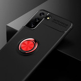 For Samsung Galaxy S21 Ultra/S21+ Plus Case, Metal Ring Holder 360 Degree Rotating TPU Cover, Black+Red | iCoverLover.com.au | Phone Cases