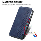 For Samsung Galaxy S21 Ultra/S21+ Plus/S21 Case, Cubic Grid Magnetic Folio PU Leather Cover Wallet, Kickstand, Blue | iCoverLover.com.au | Phone Cases