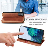 For Samsung Galaxy S21 Ultra/S21+ Plus/S21 Case, Cubic Grid Magnetic Folio PU Leather Cover Wallet, Kickstand, Brown | iCoverLover.com.au | Phone Cases