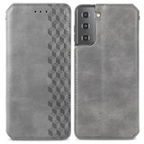 For Samsung Galaxy S21 Ultra/S21+ Plus/S21 Case, Cubic Grid Folio Magnet PU Leather Wallet Cover, Kickstand, Grey | iCoverLover.com.au | Phone Cases